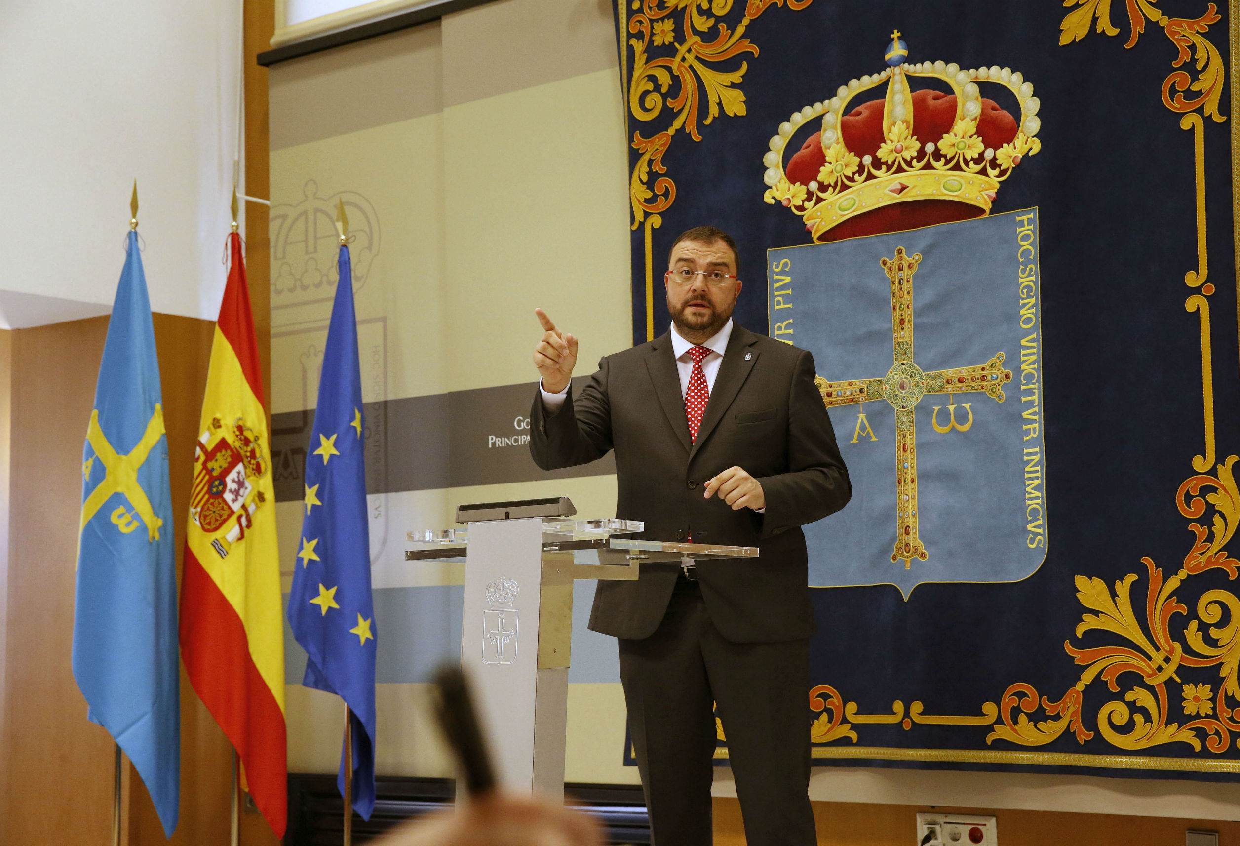 El Presidente del Principado de Asturias, Adrián Barbón, que hoy ha informado en rueda de prensa sobre los acuerdos adoptados en la reunión del Consejo de Gobierno.